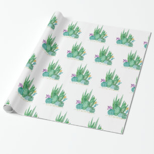 Papier Cadeau Cactus, aquarelle
