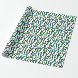 Papier Cadeau Cactus Craze : Tendance de l'aquarelle tropicale