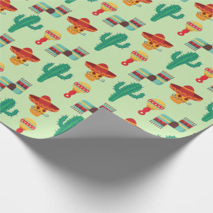 Papier Cadeau Cactus mexicain et Sombrero Motif