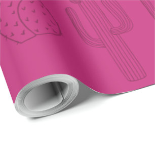 Papier Cadeau Cactus rose Fiesta mexicain
