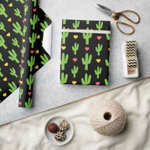 Papier Cadeau cactus vert sur arrière - plan noir
