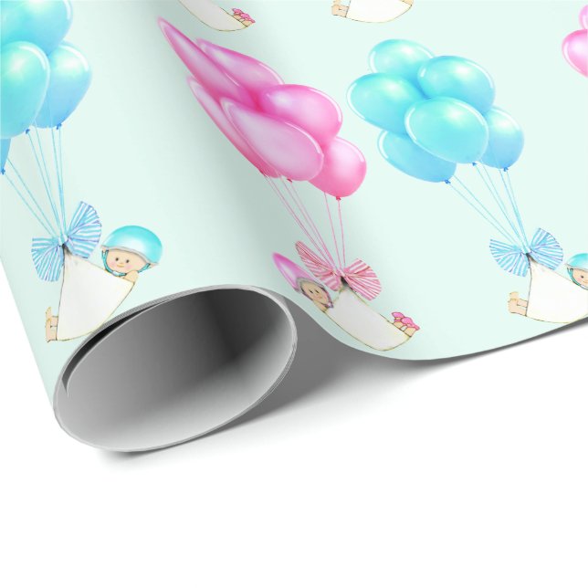 Papier Cadeau Cadeau Baby Twins (Coin rond)