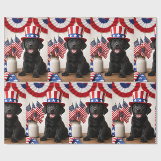 Papier Cadeau Cadeau Chapeau de l'Oncle Sam Lab noir Patriotique