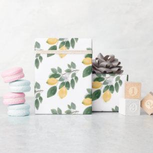 Papier Cadeau Cadeau Citron & Feuillage à l'aquarelle Boho