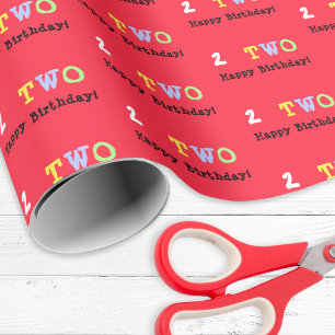 Papier Cadeau Cadeau coloré rouge vif pour 2ème anniversaire à 2