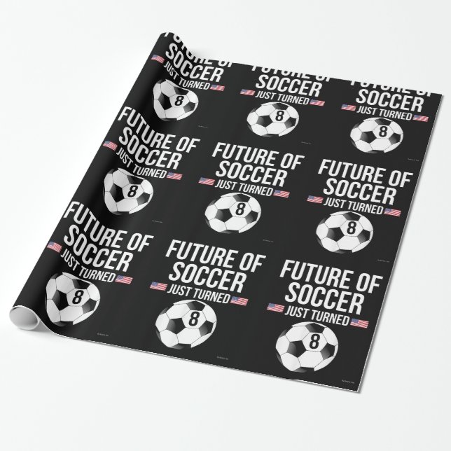 Papier Cadeau Cadeau d'anniversaire de 8 ans pour garçons de foo (Déroulé)