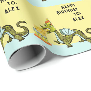 Papier Cadeau Cadeau d'anniversaire de dragon personnalisé