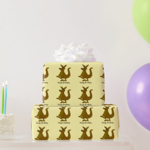 Papier Cadeau Cadeau d'anniversaire Kangourou Brun Couleur de fo