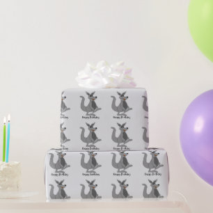 Papier Cadeau Cadeau d'anniversaire Kangourou Gris de couleur de