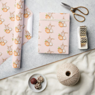 Papier Cadeau Cadeau de Baby Shower Peach & Bunny Rabbit