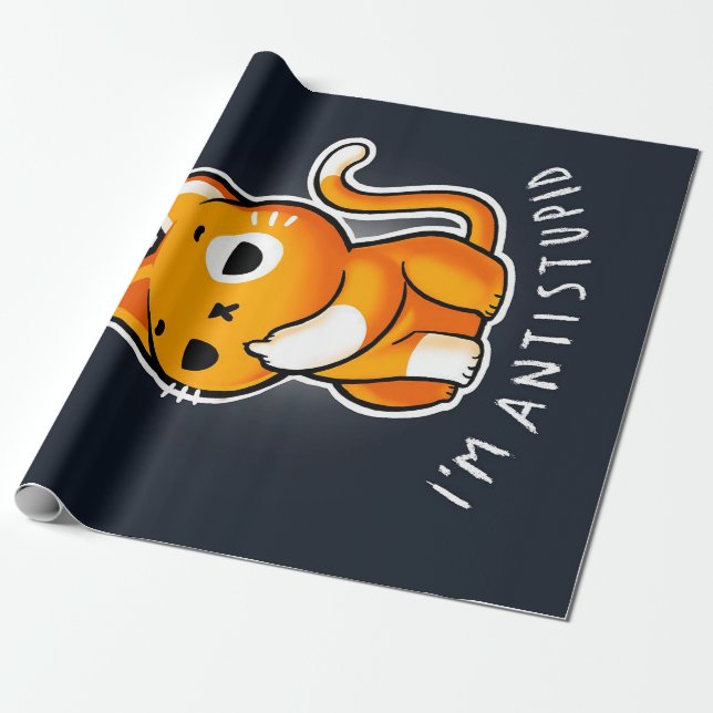 Papier Cadeau Cadeau de chat mignon antisocial | Chat pour la Sa (Déroulé)