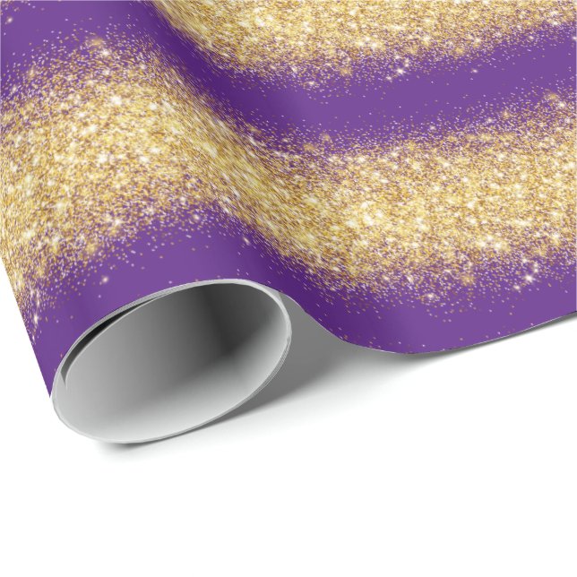 Papier Cadeau Cadeau de luxe Populaire Purple Gold Parties scint (Coin rond)