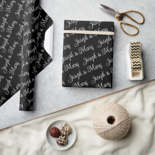 Papier Cadeau Cadeau de mariage élégant avec noms de couple pers