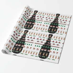 Papier Cadeau Cadeau de Noël Champagne Bouteille