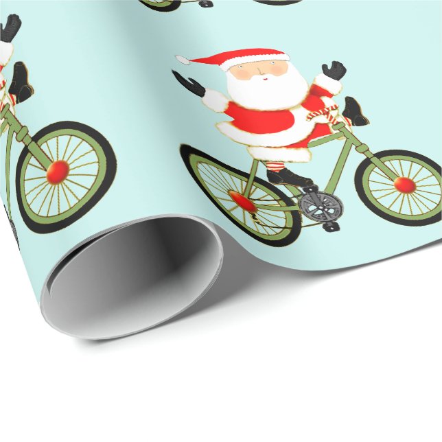 Papier Cadeau Cadeau de Noël Cycliste (Coin rond)
