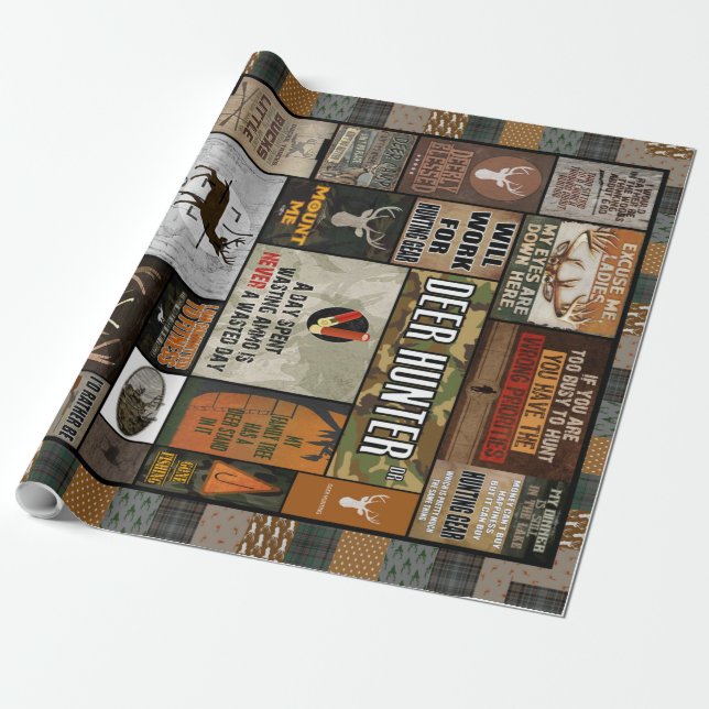 Papier Cadeau Cadeau De Noël De Chasseur De Cerfs Pour Chasseur (Déroulé)