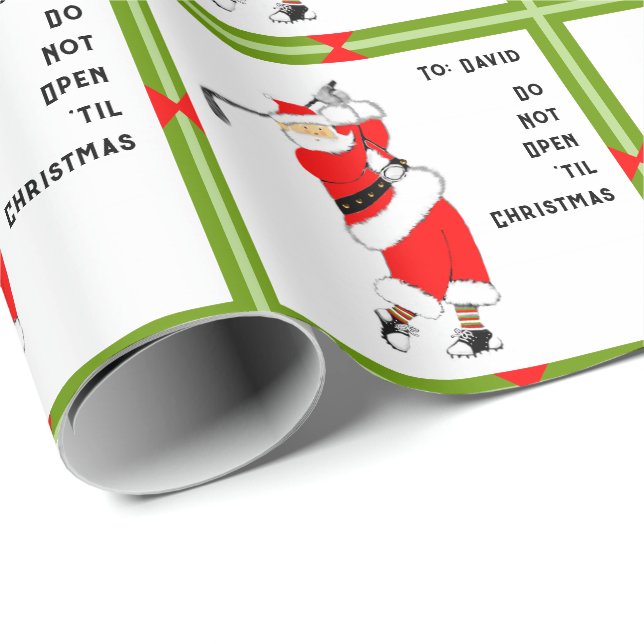 Papier Cadeau Cadeau de Noël de golf personnalisé (Coin rond)