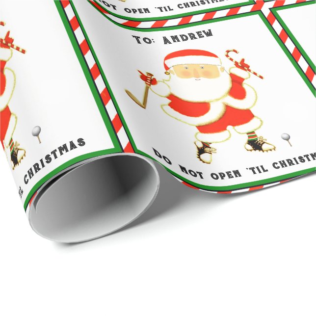 Papier Cadeau Cadeau de Noël de golf personnalisé (Coin rond)