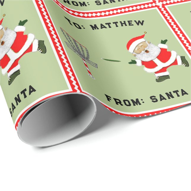 Papier Cadeau Cadeau de Noël de golf sur disque personnalisé (Coin rond)