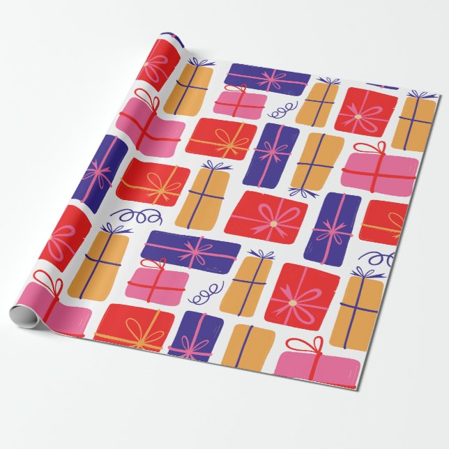 Papier Cadeau Cadeau de Noël de Noël illustré (Déroulé)