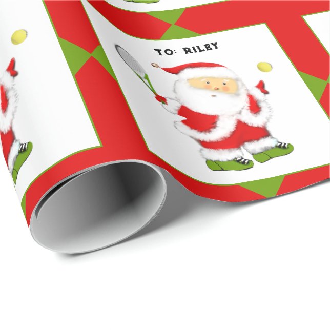 Papier Cadeau Cadeau de Noël de tennis (Coin rond)