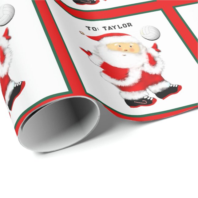 Papier Cadeau Cadeau de Noël de volley-ball personnalisé (Coin rond)