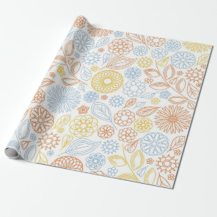 Papier Cadeau Cadeau de Noël Fleurs Abstraites sur blanc