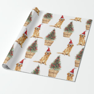 Papier Cadeau Cadeau de Noël Golden Retriever Amoureux des chien