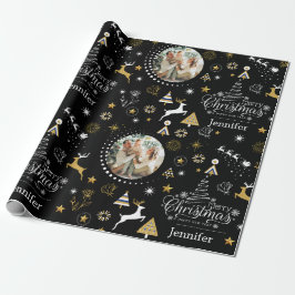 Papier Cadeau Cadeau de Noël Joyeux Noir Personnalisé