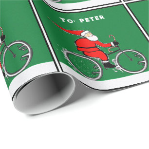 Papier Cadeau Cadeau de Noël Père Noël à vélo