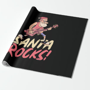 Papier Cadeau Cadeau de Noël Père Noël Rocks Guitare