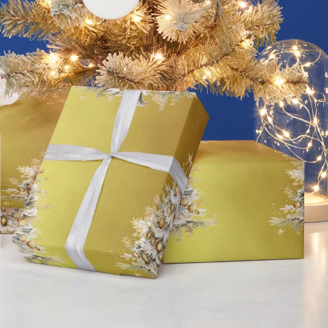 Papier Cadeau Cadeau de Noël personnalisé Arbre d'or (Vacances)