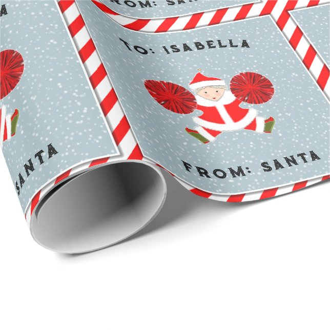 Papier Cadeau Cadeau de Noël pom-pom girl (Coin rond)