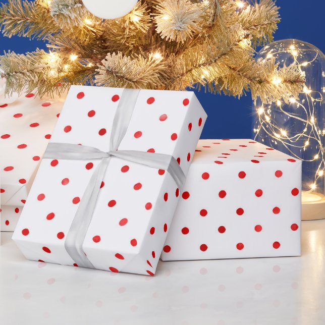 Papier Cadeau Cadeau de Noël Red Polka Dot Cadeau moderne (Vacances)
