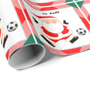 Papier Cadeau Cadeau de Noël Soccer Santa