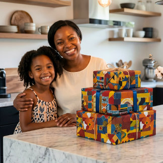Papier Cadeau Cadeau de patchwork de quilt abstrait pour Afro-Am