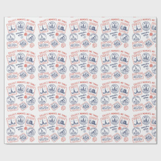 Papier Cadeau Cadeau de timbre de voyage vintage