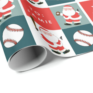 Papier Cadeau Cadeau de vacances de baseball personnalisé