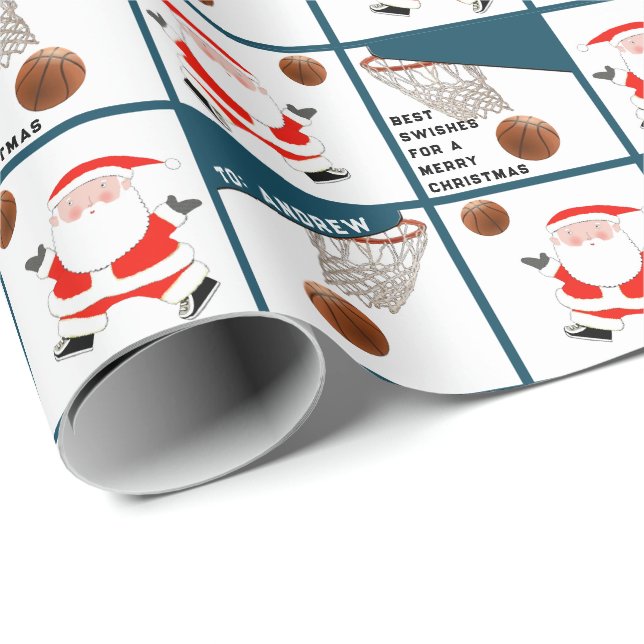 Papier Cadeau Cadeau de vacances de basket-ball (Coin rond)