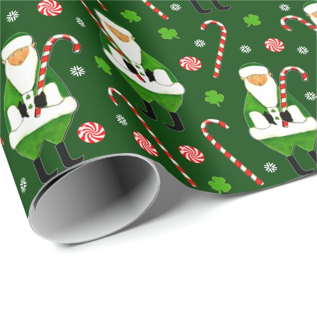 Papier Cadeau Cadeau de vacances de Noël irlandais (Coin rond)