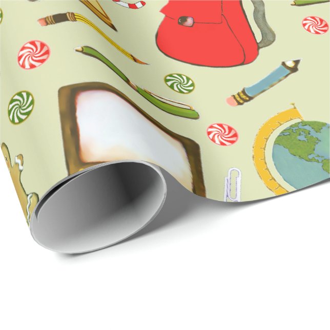 Papier Cadeau Cadeau de vacances de Noël pour enseignant (Coin rond)