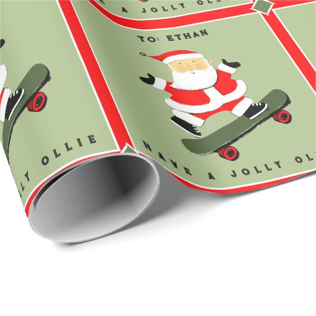Papier Cadeau Cadeau de vacances pour skateboardeur (Coin rond)