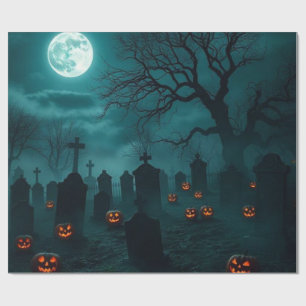 Papier Cadeau Cadeau d'emballage d'Halloween de cimetière hanté 