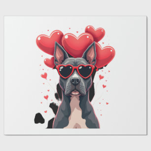 Papier Cadeau Cadeau drôle de Saint-Valentin Pitbull coeur pour 