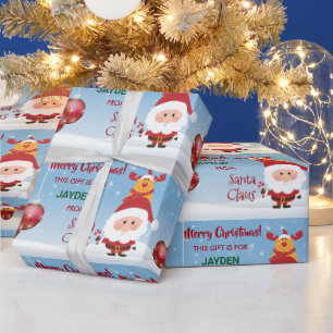 Papier Cadeau Cadeau Drôle Du Père Noël Rudolph Pour Enfants