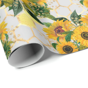 Papier Cadeau Cadeau été Sunflower Gold Honeycomb
