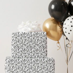 Papier Cadeau Cadeau Féminin Motif Rubans Noir Blanc Fantaisiste