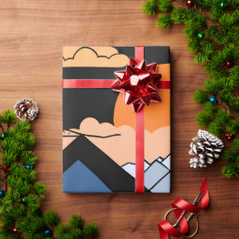 Papier Cadeau Cadeau géométrique du coucher de soleil Abstrait