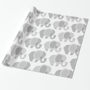 Papier Cadeau Cadeau gris neutre de douche d'éléphant de béb