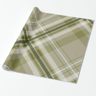 Papier Cadeau cadeau homme terne olive et beige masculine plaid
